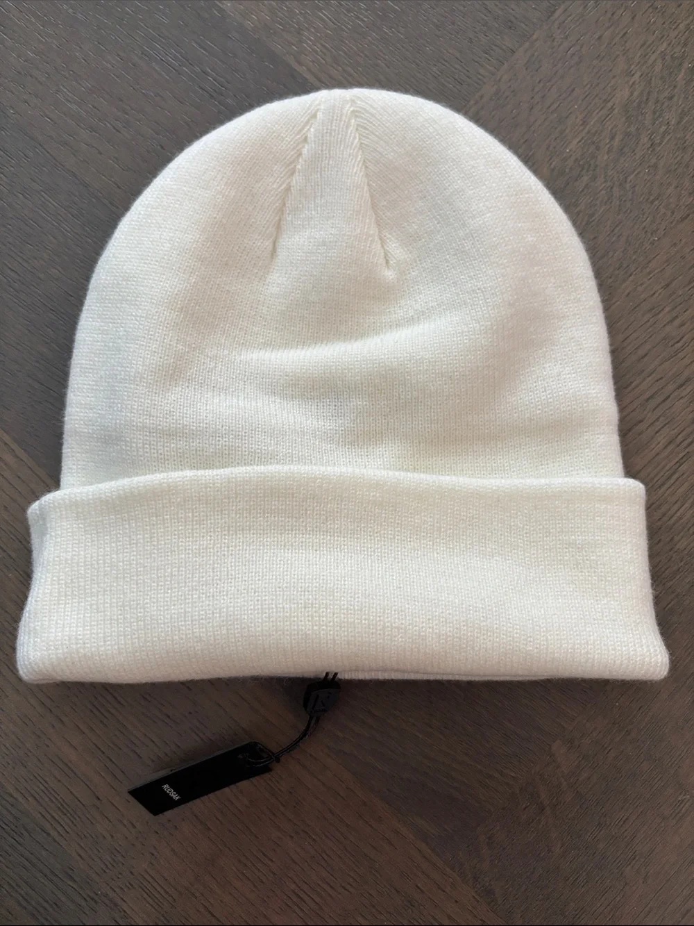 RUDSAK  Cream Knit Beanie with Logo Patch